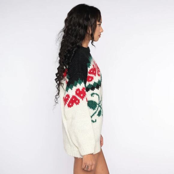 Vintage Partners Mervyns Red Rose Floral Retro Kawaii Heart Sweater Size Small - Picture 4 of 8